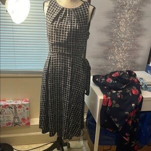 Elegant Black and White Grid Dress